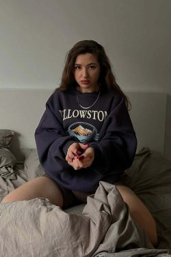 Y2K Grunge Yellowstone Sweatshirt - Retro 90s Fashion, Summer Outfits, and Pastel Goth Style