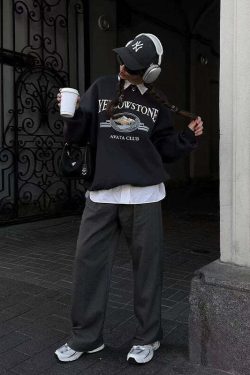 Y2K Grunge Yellowstone Sweatshirt - Retro 90s Fashion, Summer Outfits, and Pastel Goth Style