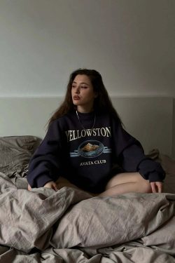 Y2K Grunge Yellowstone Sweatshirt - Retro 90s Fashion, Summer Outfits, and Pastel Goth Style