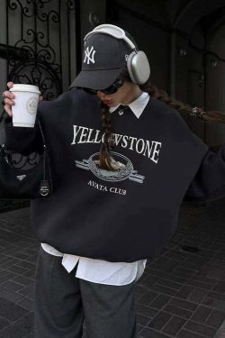 Y2K Grunge Yellowstone Sweatshirt - Retro 90s Fashion, Summer Outfits, and Pastel Goth Style