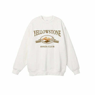 Y2K Grunge Yellowstone Sweatshirt - Retro 90s Fashion, Summer Outfits, and Pastel Goth Style