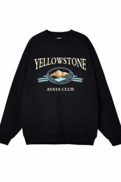 Y2K Grunge Yellowstone Sweatshirt - Retro 90s Fashion, Summer Outfits, and Pastel Goth Style