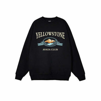 Y2K Grunge Yellowstone Sweatshirt - Retro 90s Fashion, Summer Outfits, and Pastel Goth Style