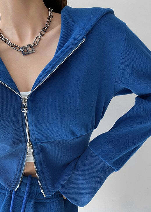 Y2K Grunge Zip-Up Hooded Jacket - Retro 90s Fashion, Summer Outfits, and Pastel Goth Style