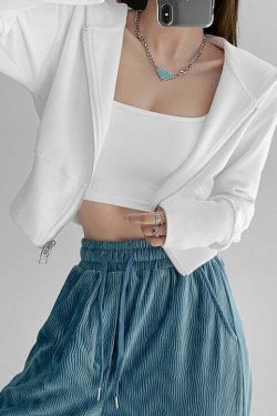 Y2K Grunge Zip-Up Hooded Jacket - Retro 90s Fashion, Summer Outfits, and Pastel Goth Style