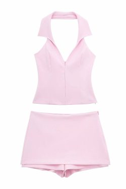 Y2K Halter Top & Mini Skirt Set - 90s Grunge, Retro Summer, Pastel Goth, Club & Party Outfits