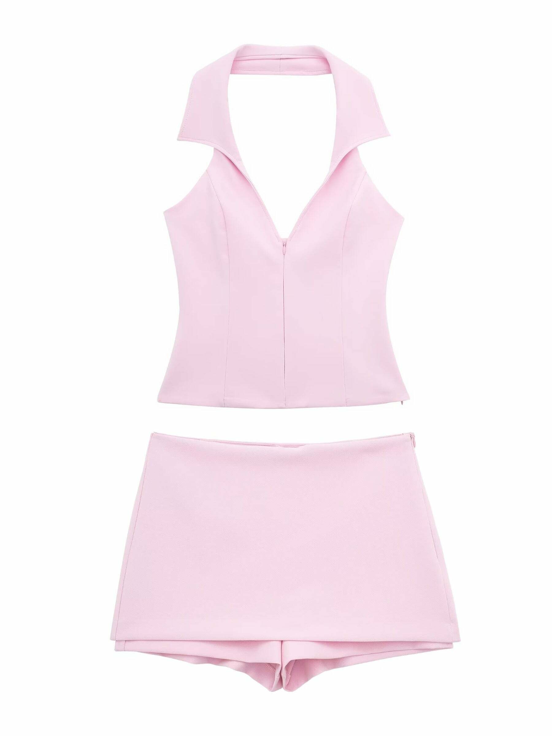 Y2K Halter Top & Mini Skirt Set - 90s Grunge, Retro Summer, Pastel Goth, Club & Party Outfits