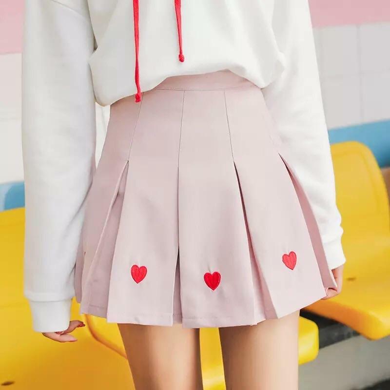 Y2K Heart-Linked Mini Skirts - Retro 90s Grunge, Summer Outfits, and Pastel Goth Fashion