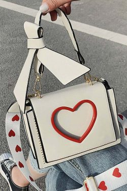 Y2K Heart Hollow Out Crossbody Bag - Retro 90s Grunge, Y2K Summer, Party & Club Outfits