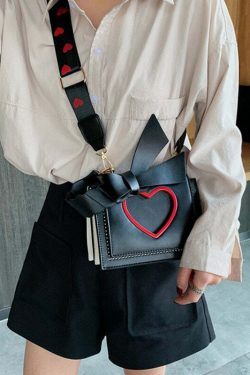 Y2K Heart Hollow Out Crossbody Bag - Retro 90s Grunge, Y2K Summer, Party & Club Outfits