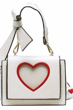 Y2K Heart Hollow Out Crossbody Bag - Retro 90s Grunge, Y2K Summer, Party & Club Outfits