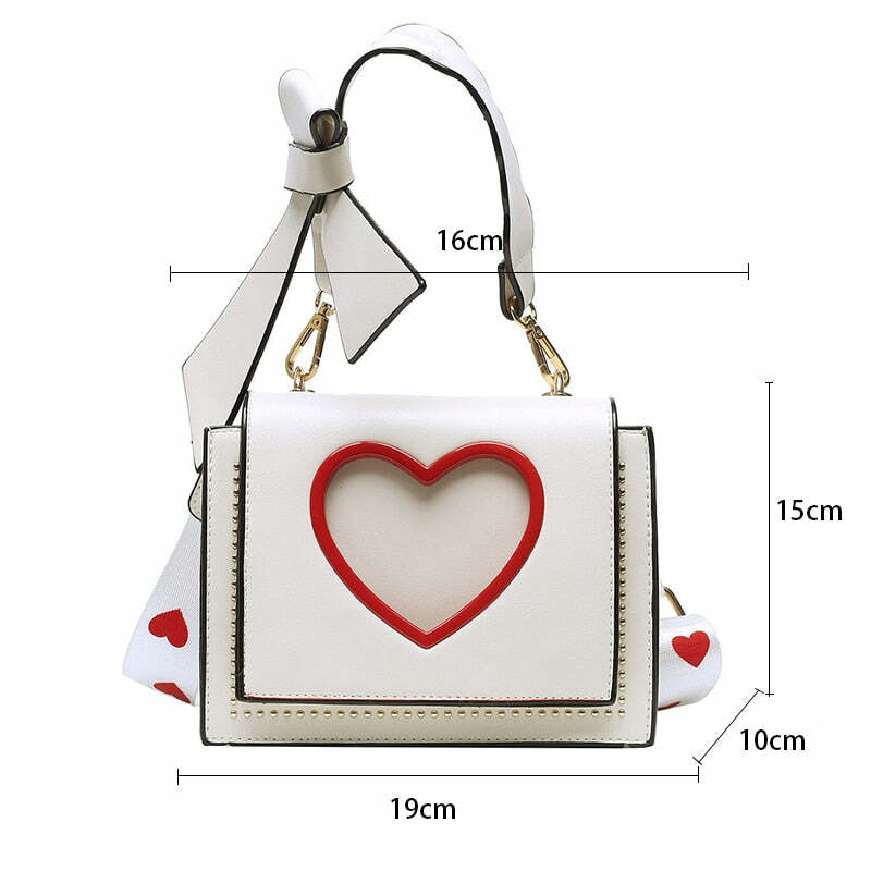 Y2K Heart Hollow Out Crossbody Bag - Retro 90s Grunge, Y2K Summer, Party & Club Outfits