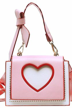 Y2K Heart Hollow Out Crossbody Bag - Retro 90s Grunge, Y2K Summer, Party & Club Outfits