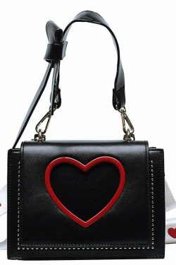 Y2K Heart Hollow Out Crossbody Bag - Retro 90s Grunge, Y2K Summer, Party & Club Outfits