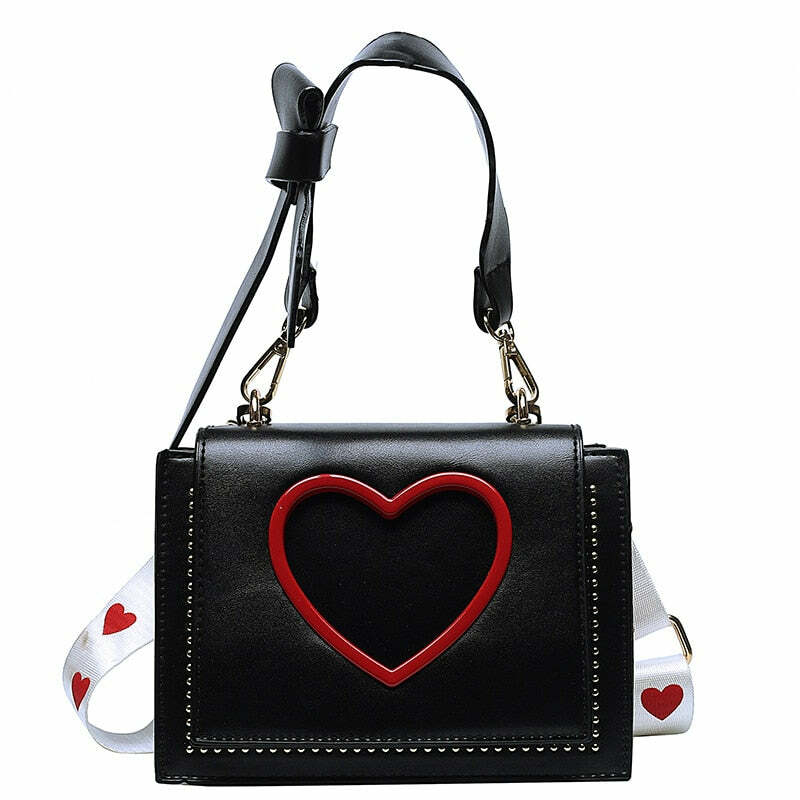 Y2K Heart Hollow Out Crossbody Bag - Retro 90s Grunge, Y2K Summer, Party & Club Outfits