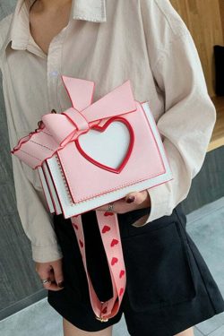 Y2K Heart Hollow Out Crossbody Bag - Retro 90s Grunge, Y2K Summer, Party & Club Outfits