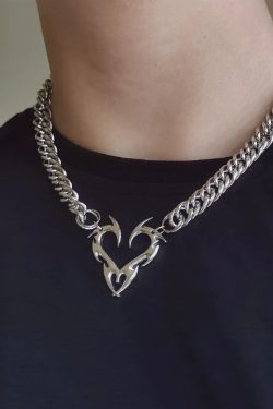 Y2K Heart Necklace - Retro 90s Grunge, Y2K Summer Outfits, Popstar & Party Fashion Accessory