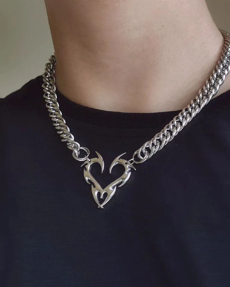 Y2K Heart Necklace - Retro 90s Grunge, Y2K Summer Outfits, Popstar & Party Fashion Accessory