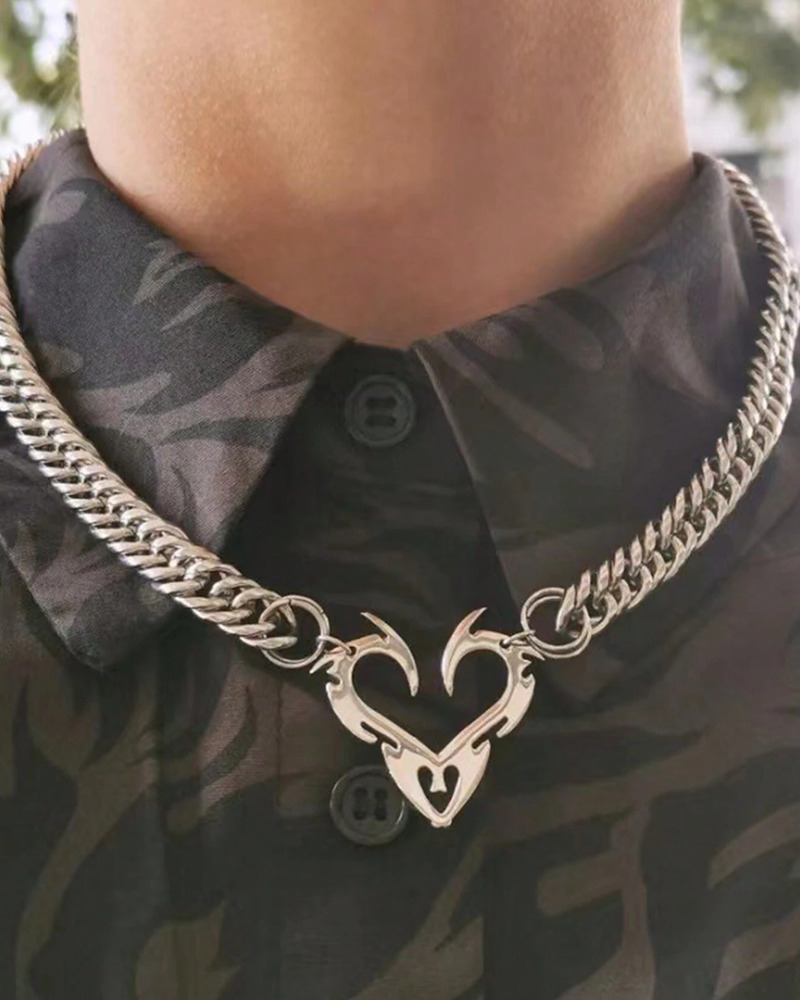 Y2K Heart Necklace - Retro 90s Grunge, Y2K Summer Outfits, Popstar & Party Fashion Accessory