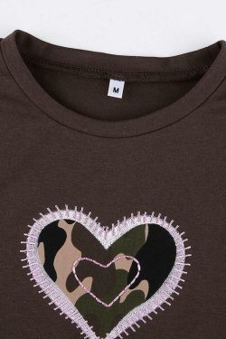 Y2K Heart Print Shirt - Retro 90s Grunge, Summer Y2K Outfits, Pastel Goth, Y2K Club Fashion