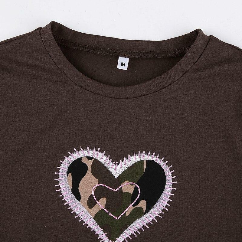 Y2K Heart Print Shirt - Retro 90s Grunge, Summer Y2K Outfits, Pastel Goth, Y2K Club Fashion