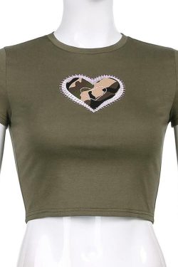 Y2K Heart Print Shirt - Retro 90s Grunge, Summer Y2K Outfits, Pastel Goth, Y2K Club Fashion
