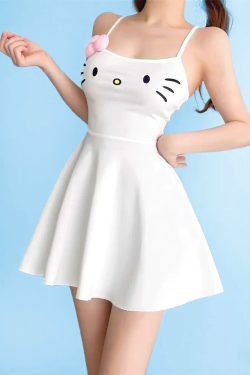 Y2K Hello Kitty Skater Dress - 90s Grunge, Retro Summer Outfit, Pastel Goth Fashion