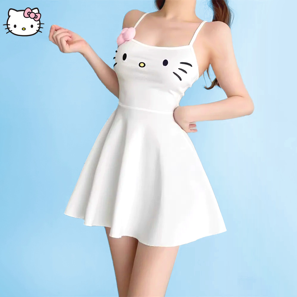 Y2K Hello Kitty Skater Dress - 90s Grunge, Retro Summer Outfit, Pastel Goth Fashion
