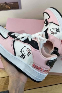 Y2K Hello Kitty Sneakers - Retro 90s Grunge, Pastel Goth, and Summer Y2K Fashion