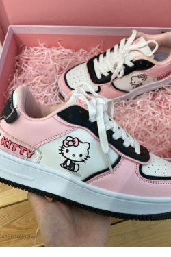 Y2K Hello Kitty Sneakers - Retro 90s Grunge, Pastel Goth, and Summer Y2K Fashion
