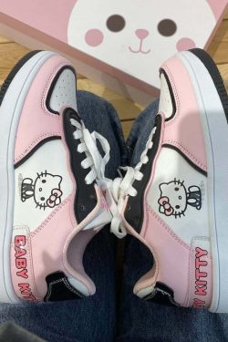 Y2K Hello Kitty Sneakers - Retro 90s Grunge, Pastel Goth, and Summer Y2K Fashion