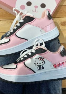 Y2K Hello Kitty Sneakers - Retro 90s Grunge, Pastel Goth, and Summer Y2K Fashion