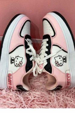 Y2K Hello Kitty Sneakers - Retro 90s Grunge, Pastel Goth, and Summer Y2K Fashion