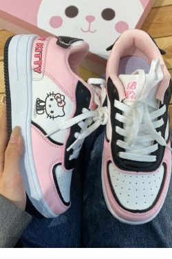 Y2K Hello Kitty Sneakers - Retro 90s Grunge, Pastel Goth, and Summer Y2K Fashion