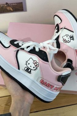 Y2K Hello Kitty Sneakers - Retro 90s Grunge, Pastel Goth, and Summer Y2K Fashion