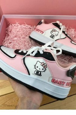 Y2K Hello Kitty Sneakers - Retro 90s Grunge, Pastel Goth, and Summer Y2K Fashion