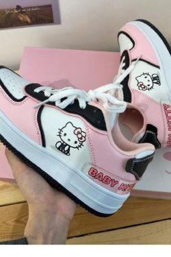 Y2K Hello Kitty Sneakers - Retro 90s Grunge, Pastel Goth, and Summer Y2K Fashion