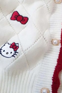 Y2K Hello Kitty Sweater Cardigan - 90s Grunge, Retro, Pastel Goth, Summer Y2K Outfits