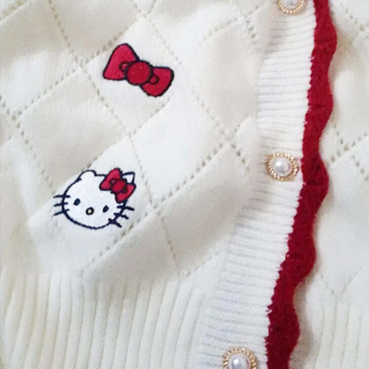 Y2K Hello Kitty Sweater Cardigan - 90s Grunge, Retro, Pastel Goth, Summer Y2K Outfits