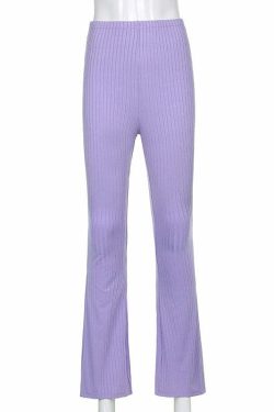 Y2K High Waist Bell Bottom Pants - Retro 90s Grunge, Summer Y2K Outfits, Pastel Goth Fashion