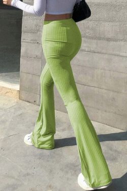 Y2K High Waist Bell Bottom Pants - Retro 90s Grunge, Summer Y2K Outfits, Pastel Goth Fashion