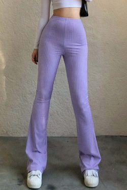 Y2K High Waist Bell Bottom Pants - Retro 90s Grunge, Summer Y2K Outfits, Pastel Goth Fashion