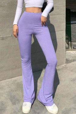 Y2K High Waist Bell Bottom Pants - Retro 90s Grunge, Summer Y2K Outfits, Pastel Goth Fashion