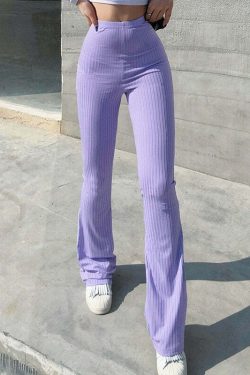 Y2K High Waist Bell Bottom Pants - Retro 90s Grunge, Summer Y2K Outfits, Pastel Goth Fashion
