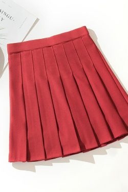 Y2K High Waist Mini Pleated Skirt Red - 90s Grunge Summer Outfit, Retro Y2K Fashion