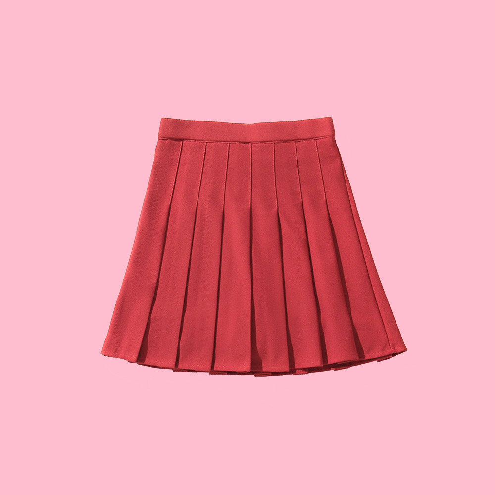 Y2K High Waist Mini Pleated Skirt Red - 90s Grunge Summer Outfit, Retro Y2K Fashion
