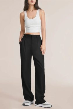Y2K High Waist Wide-Leg Pants - 90s Grunge, Retro Summer, Y2K Club & Party Outfits