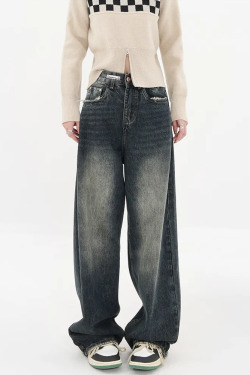 Y2K High Waisted Baggy Jeans - 90s Grunge, Retro Summer, Pastel Goth, Hip Hop Fashion