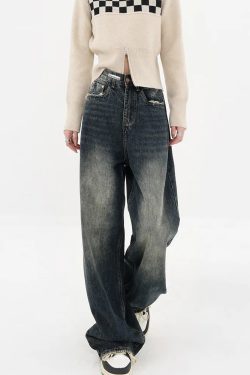 Y2K High Waisted Baggy Jeans - 90s Grunge, Retro Summer, Pastel Goth, Hip Hop Fashion