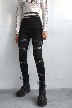 Y2K High Waisted Black Skinny Pants - 90s Grunge, Retro, and Summer Y2K Fashion